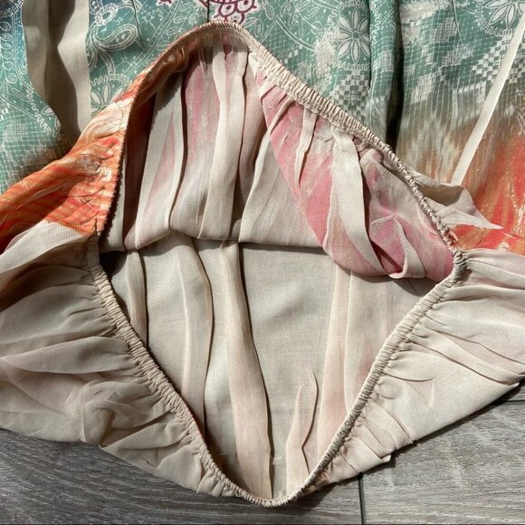 Impress Boho Print Dolman Sleeve Elastic Waist Hem Lightweight Blouse - Picture 9 of 16